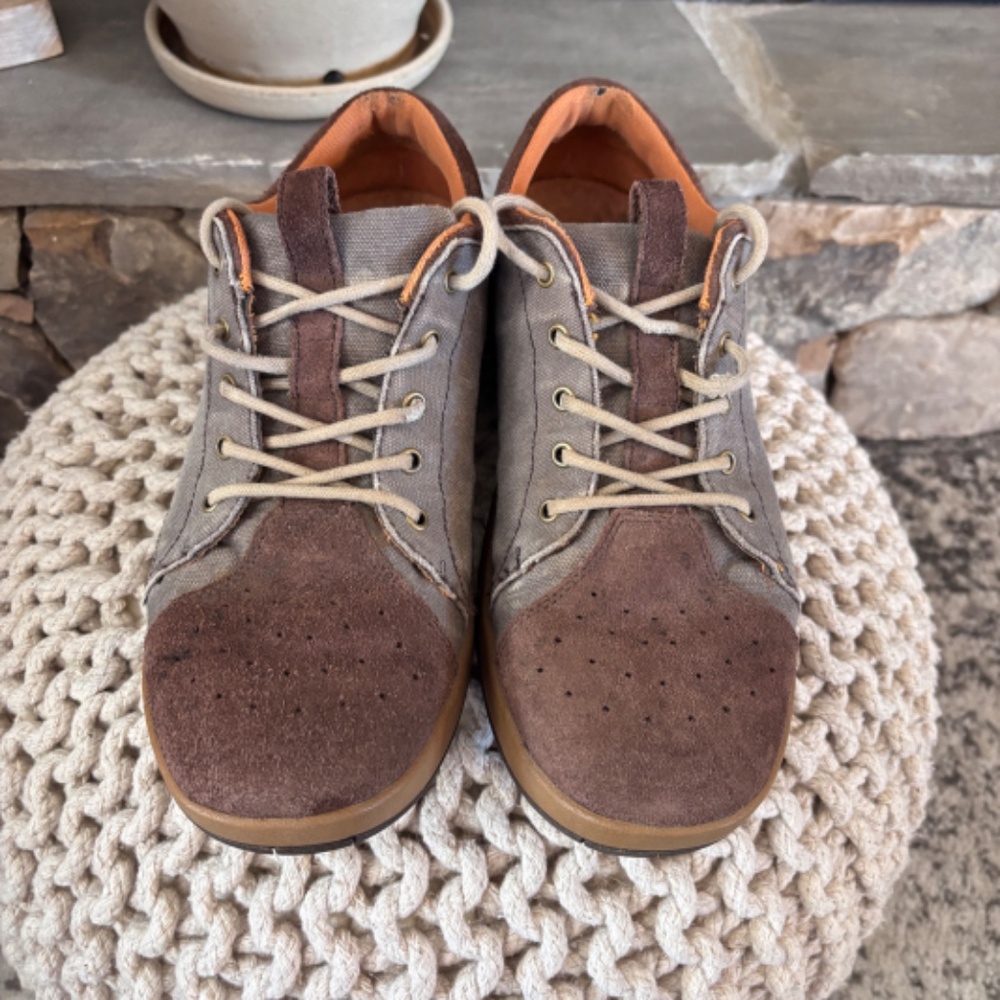 Chaco Men's SZ 11.5 Gray Brown Shoes Suede Canvas Lace Up - Picture 6 of 15
